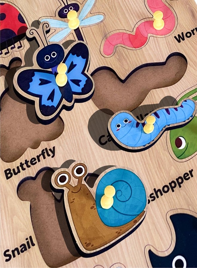 YaYplay Pegboard Wooden Shape Sorter Educational Learning Puzzle For 2-5 Year Kids (Insects) - Image 3